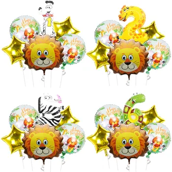 

6pcs Animal Number balloons Foil Lion Balloon Figure 1to 9 Globos Birthday Party Decorations Kids Children toy Gift Baloon Digit