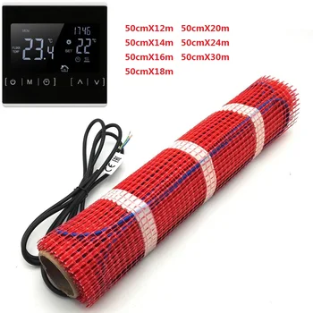 

MINCO HEAT 5~15m2 Twin conductor Underfloor Heating Mat Kits Under Tile Warm Floor with WiFi Thermostat