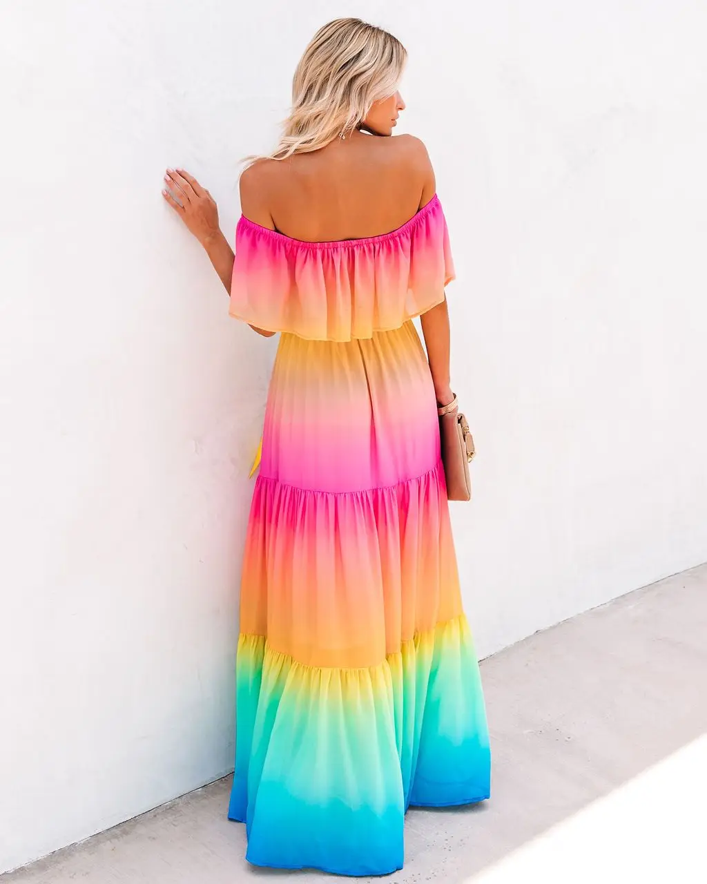 Skies Shoulder Maxi Dress Women Summer 