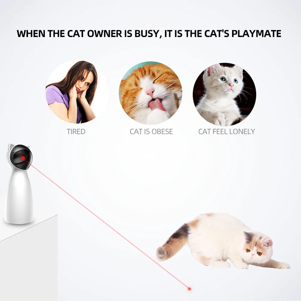 

Hot Creative Funny Pet LED Laser Toy Cat Exercise Training Entertaining Toy Multi-Angle Adjusted Cat Teasing Device USB Charge