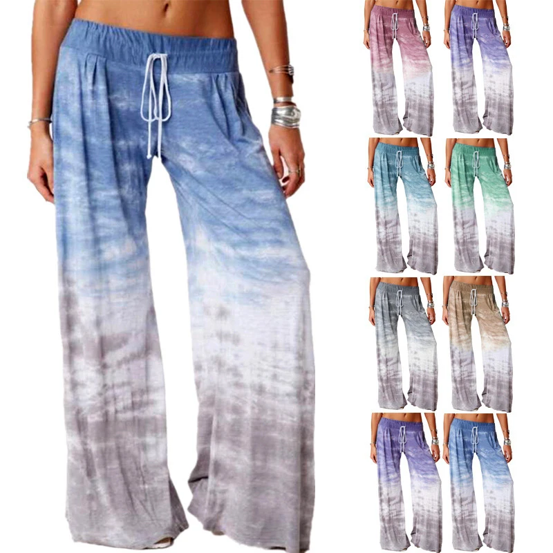 

Women Ladies Loose Pants Gradient Printing Wide Leg for Summer Autumn Fall Sports