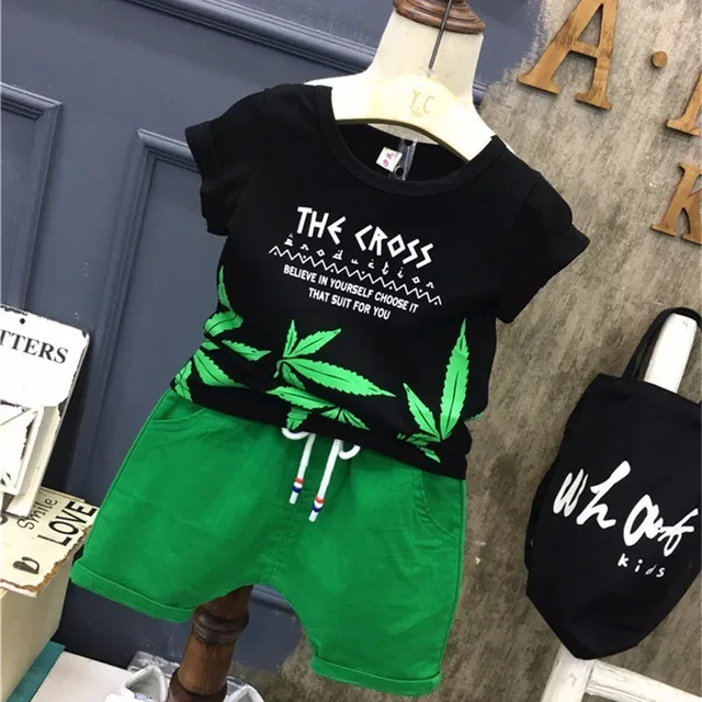 Children Clothes Fashion Summer Baby Girls Clothing Boys Sports T-Shirt Shorts 2Pcs/Sets Toddler Cotton Costume Kids Tracksuits XH zhuye S Black