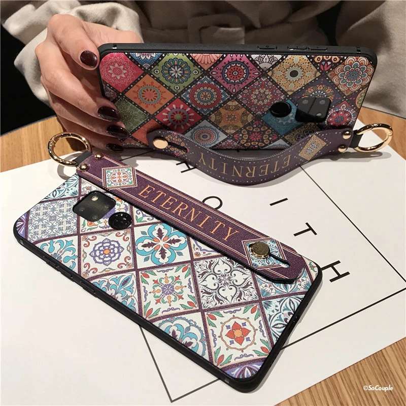 SoCouple Wrist Strap Soft TPU Phone Case For Huawei Mate 10 20 Pro P10 plus P20 Pro Lite Nova 3 3i 2s Flower Holder Case Cover (2)