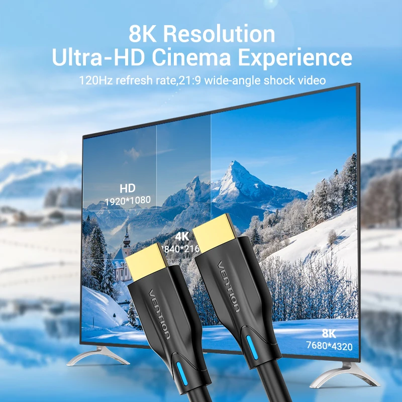 Vention HDMI 2,1 кабель 4K 120Hz 3D Папа-папа HDMI кабель для переключателя разветвитель ТВ PS3/4 смарт-бокс проектор HDMI кабель 8k