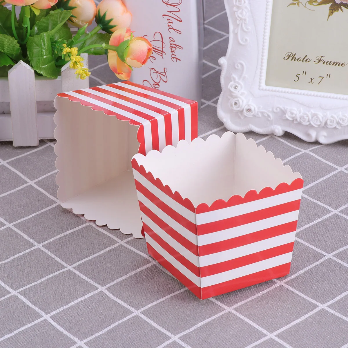 12pcs Disposable Popcorn Boxes Bags Snack Popcorn Box Party Supplies Food Container Tableware For Baby Shower Birthday Favors