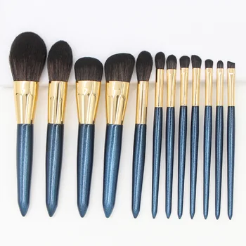 

12 Pcs Pearlized Blue Makeup Brush Set Face Powder Blush Eye Shadow Brush Full Set of High-End Beauty Tools
