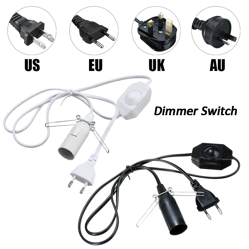 Smuxi белый/черный 1 м E14 основание лампы с электрической панель регулировки яркости подсветки провод с переключателем для лампа из гималайской соли США/ЕС/Великобритания/AU Plug