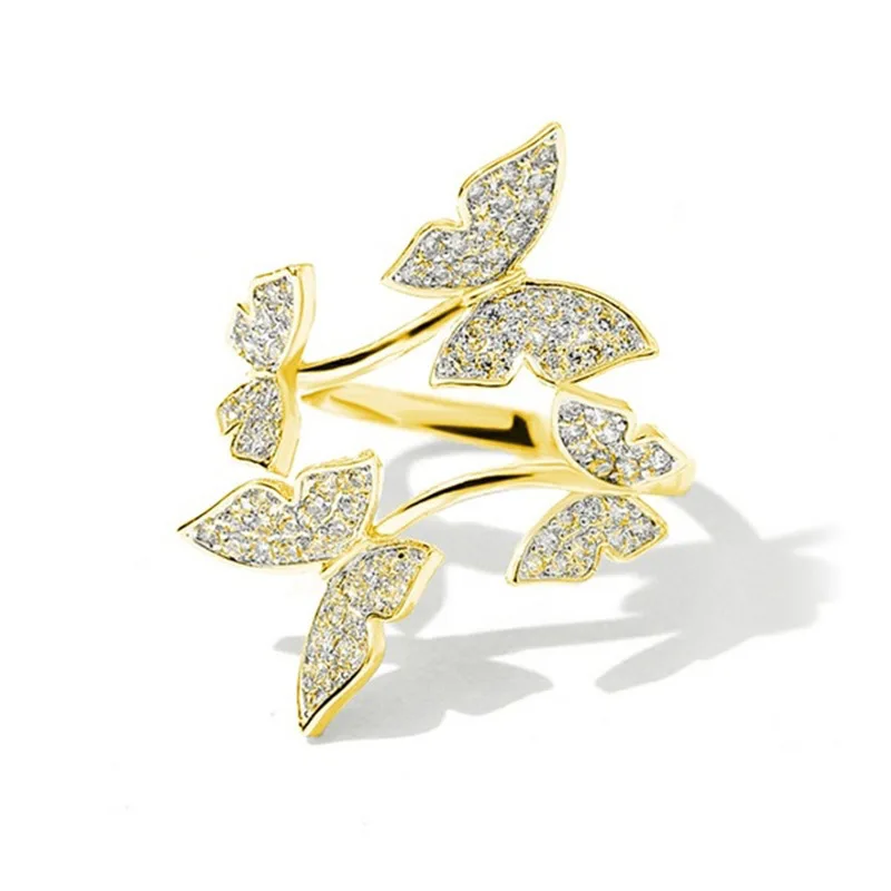 Gold Color Амулеты два цвета оливковое дерево ветка лист Открытое кольцо для женщин девушка обручальные кольца регулируемое; кулак ювелирные изделия на палец Xma CRP225E - Цвет основного камня: Gold Color