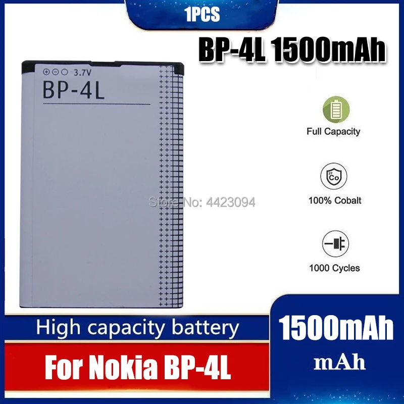 1Pc 1500Mah Bp-4L Bp4L Bp 4L Li-Ioni Di Litio Ricaricabile Batteria Del Telefono Per Nokia E61I E63 E90 N810 E72 E52 E71 6650F