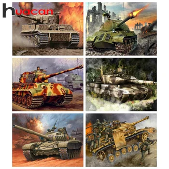 

Huacan 5d Diy Diamond Painting Tank Mosaic Embroidery War Full Square New Arrival Home Decoration