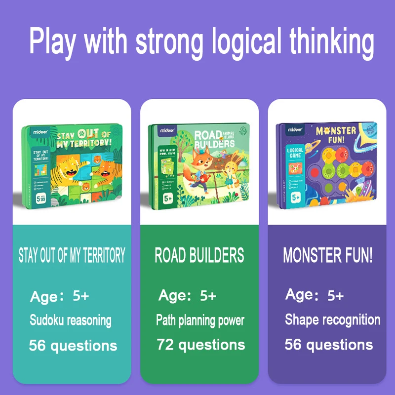Mideer Magnetic Logical Game Toys Children Concentration Board Game Monster Fun/Road Builders/Stay Out Of My Territory Kids 5Y+ 2