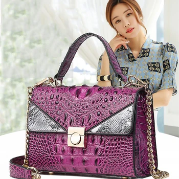 

Fashion Alligator Handbag Women Casual Chain Crossbody Bag Tote High Quality Crocodile Pattern Shoulder Bags Ladies Vintage Flap
