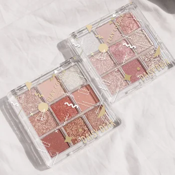 

New Women Nine-color Eyeshadow Makeup Eyes Palette Glitter Pearl Sequins Waterproof Earth Color Long Lasting Eye Shadow TSLM1