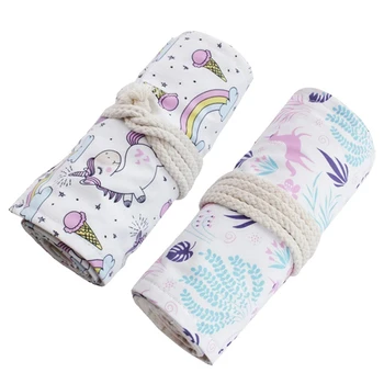 

Creative 36/48/72 Holes Color Pencil Case Canvas Roll Pouch Makeup Cosmetic Brush Pen Storage Box Bag School Stationery