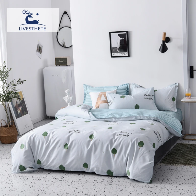 Liv-Esthete Leaf Bedding Set Duvet Cover Flat Sheet Bed Linen Nordic Double Single Bedspread Home Textiles Decor Bedclothes | Дом и сад