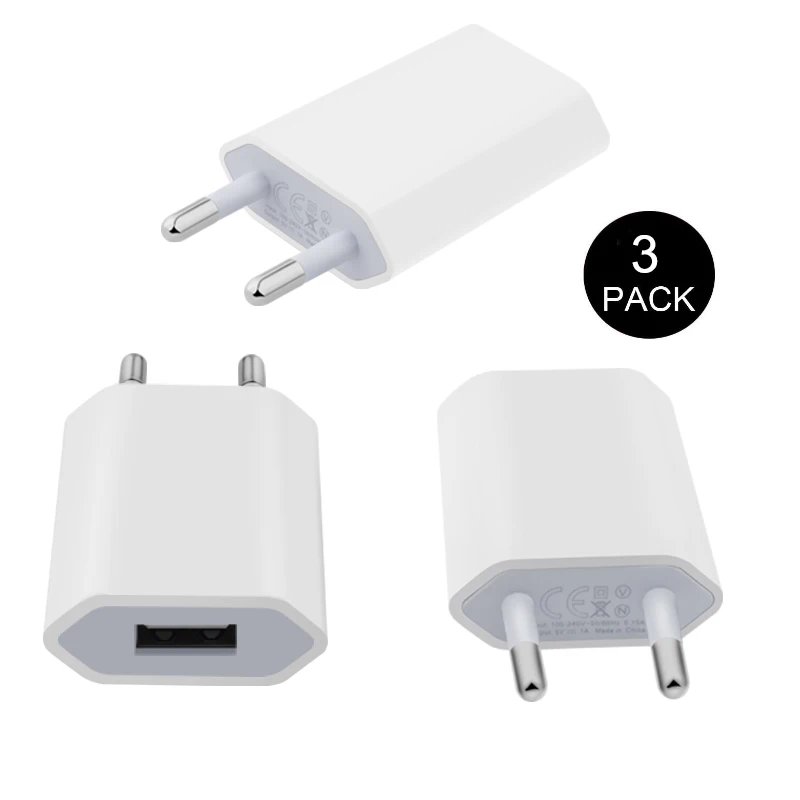 3 х дюймовое дорожное настенное зарядное устройство USB с европейской вилкой