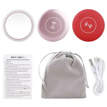 

Portable LED Mini Makeup Mirror Wireless USB Charging Circular Multifunctional Compact Travel Sensing Lighting Cosmetic Mirror