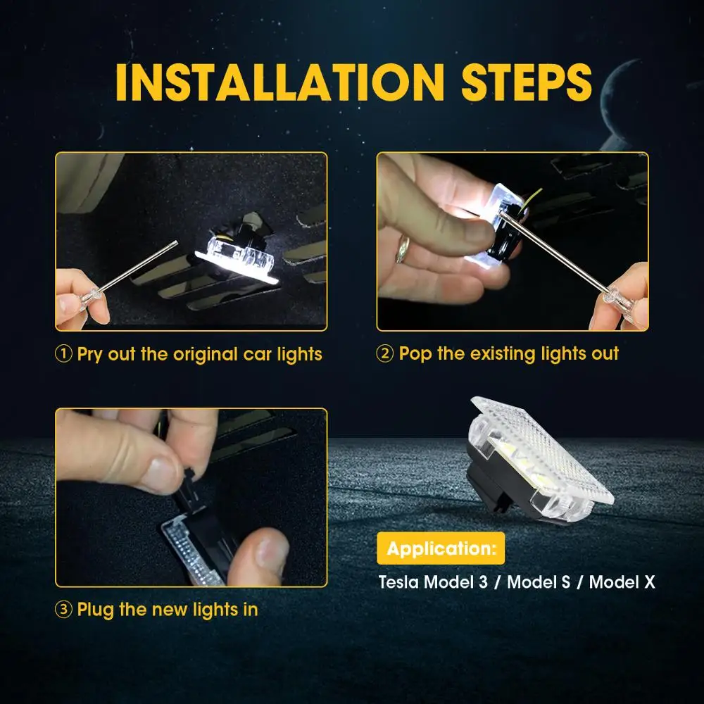  12pcs Bright Easy Plug Replacement LED Interior Lighting Upgrade LED Light Bulbs Kit For Tesla Mode - 33035376311
