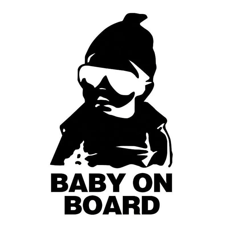 Черный/белый "Baby on Board" знак безопасности автомобиля наклейки светоотражающие солнцезащитные очки детские автомобильные наклейки предупреждающие надписи 15x9cm - Название цвета: Black