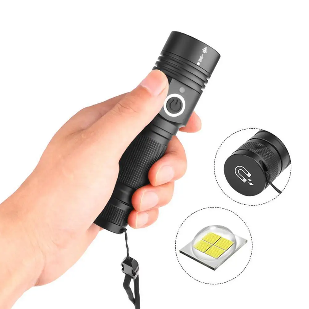 

Portable Outdoor Flashlight Telescopic Zoom USB Charging Bottom Handheld Small Lighting For Camping Night Magnet Flashlight V3Z0
