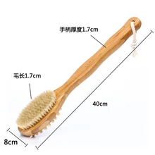 40 см 2-в-1 сторона лучшего натуральная щетина бамбук длинной ручкой Ванна Душ задняя спа массаж сухой кожи тела инструмент
