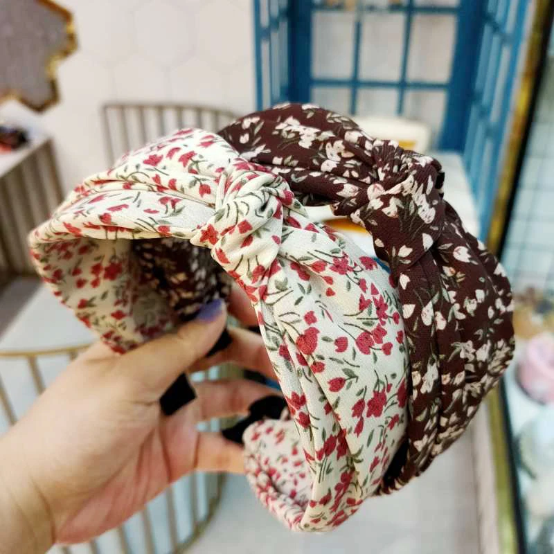 Модная женская повязка для волос QCOOLJLY с цветочным узелком эластичная лента