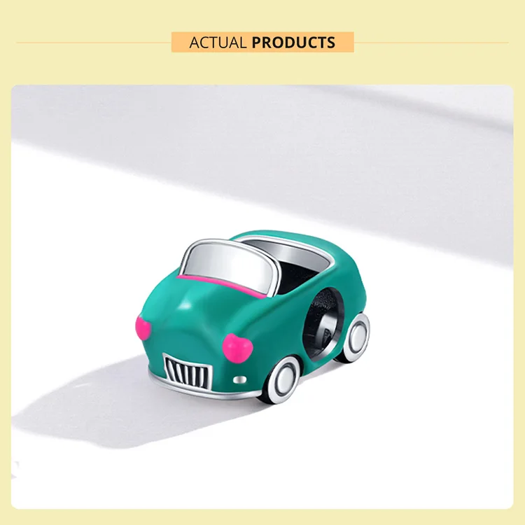 hoop earrings bamoer 925 Sterling Silver Transportation Cartoon Car Key Charm Suv Pink Bicycle Minibus Convertible Bead for Women DIY Jewelry hermes bracelet