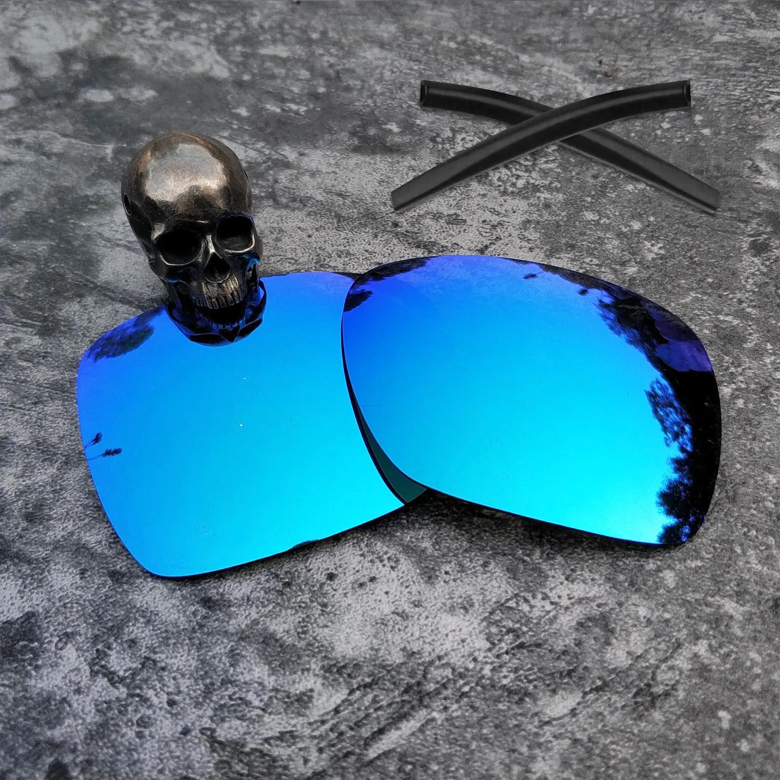 Blue-Black ES Firtox настоящие поляризованные улучшенные Сменные линзы и черные носки с ушками для солнцезащитных очков-солнцезащитных очков оокли OO4061-несколько вариантов - Цвет линз: Blue-Black ES