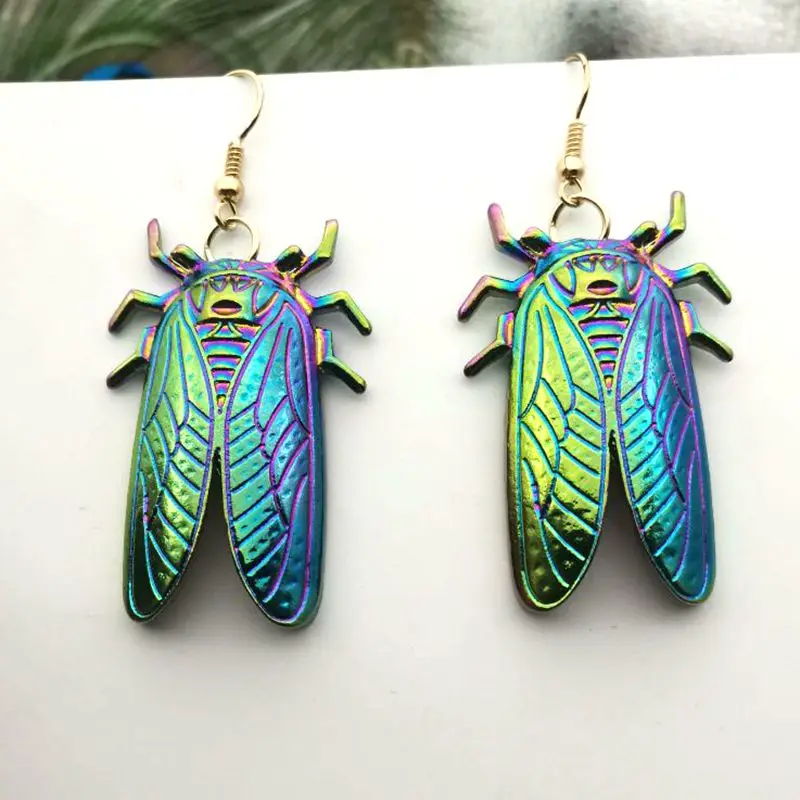 カシケイダイヤリング 新しいデザイン! サイケデリックラッキー昆虫cicadaイヤリング