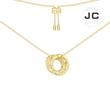 

New Fashion Charms Silver 925 Original Engraving,Small Intertwined Hoop Adjustable Necklace For Women Glamour Jewelry Gift