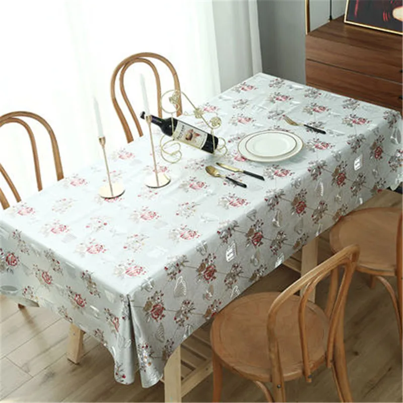 ZHUO MO Soft Oilproof Waterproof TableCloth PVC Bronzing Table Cloth  Disposable table cover for Kitchen Dining Wedding decor