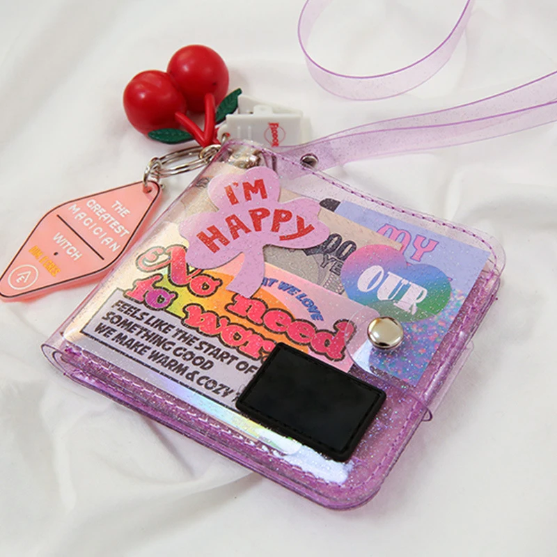 Transprent Jelly Neck Wallet Laser Halter Girls Coin Purse Ins Korea Letter Card Holder Bag Clutch Women Wallets 4