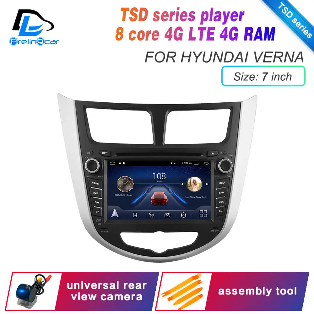 Ips экран DSP звук Android 9,0 2 DIN 4G Lte радио для hyundai tucson verna gps dvd-плеер стерео навигация - Цвет: TSD  verna player