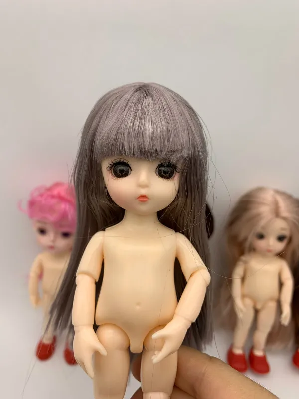 Милые подвижные шарниры 16 см Мини-куклы с 3D глазами BBIA102 - Цвет: a naked doll