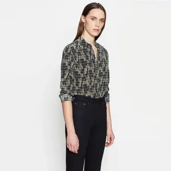 

NEW EQ 100% real silk women long sleeve blouses hornet’s nest