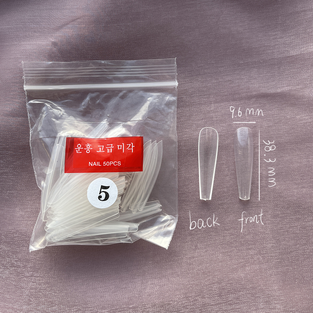 Fake Nails Extend Transparent Ballet Long False Nails Art With Glue UV Press On 50PC Full Cover Tips for Nail Ofessionals