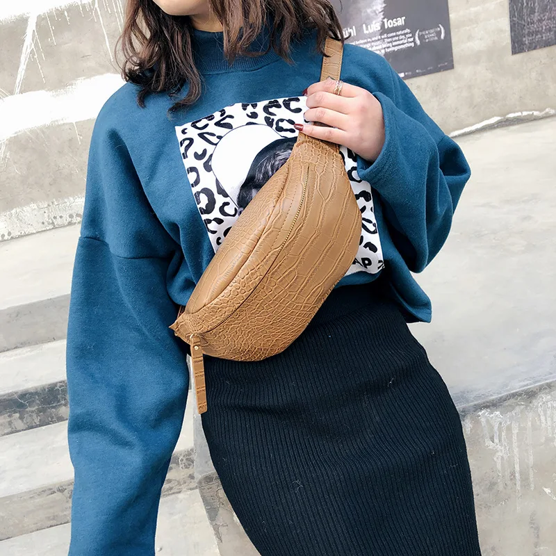 

JIULIN 2019 new stone grain simple waist bag multifunctional chest bag fashion women's bag