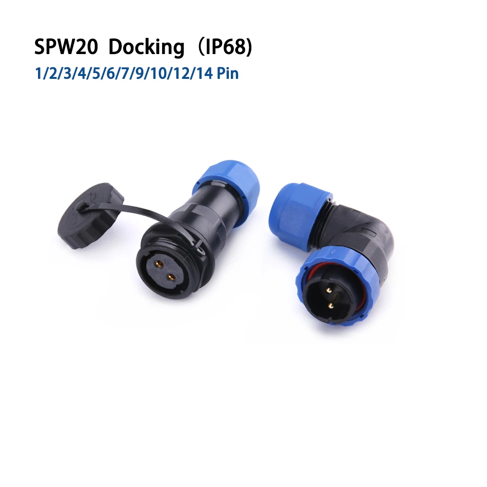 

SP20 IP68 1/2/3/4/5/6/7/9/10/12/14 Pin degree elbow Docking waterproof connector Male and female socket Aviation connectors