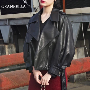 

Loose-Fit Versatile Oversized Women's Leather Jacket Gorgeous Trendy Women's Spring Jacket New Design Autumn Motorcycle Jackets