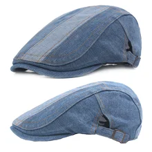 Мужские синие джинсовые береты, шапка для улицы, повседневные, Newsboy, регулируемые шапки, новые стильные