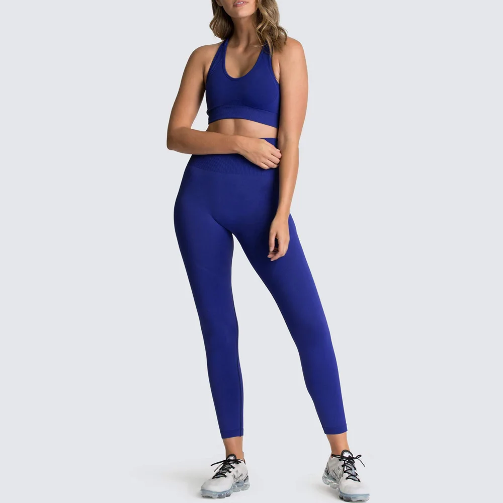 Mermaid Curve Power Series Seamless women Fitness suit sports bra + full leggings women Gym clothing