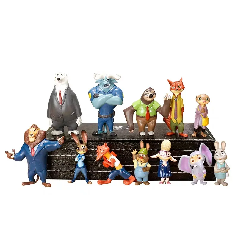 

12Pcs/Set Disney Pixar Zootopia Cartoon Model Toys Anime Figure Nick Fox Judy Zootropolis Utopia Animal Dolls Kid Christmas Gift