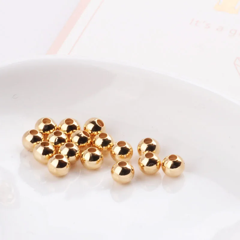 

50pcs Diy Earring Fitting Color Retention Scattered Small Spacer Beads Gold Plated Copper Positioned Jade Bracelet Crystal Metal