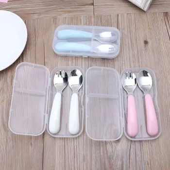 

2Pcs/set Children Utensil Baby Tableware Set Infant Food Feeding Spoon Fork Toddler Dinnerware Kids Cutlery Dropship