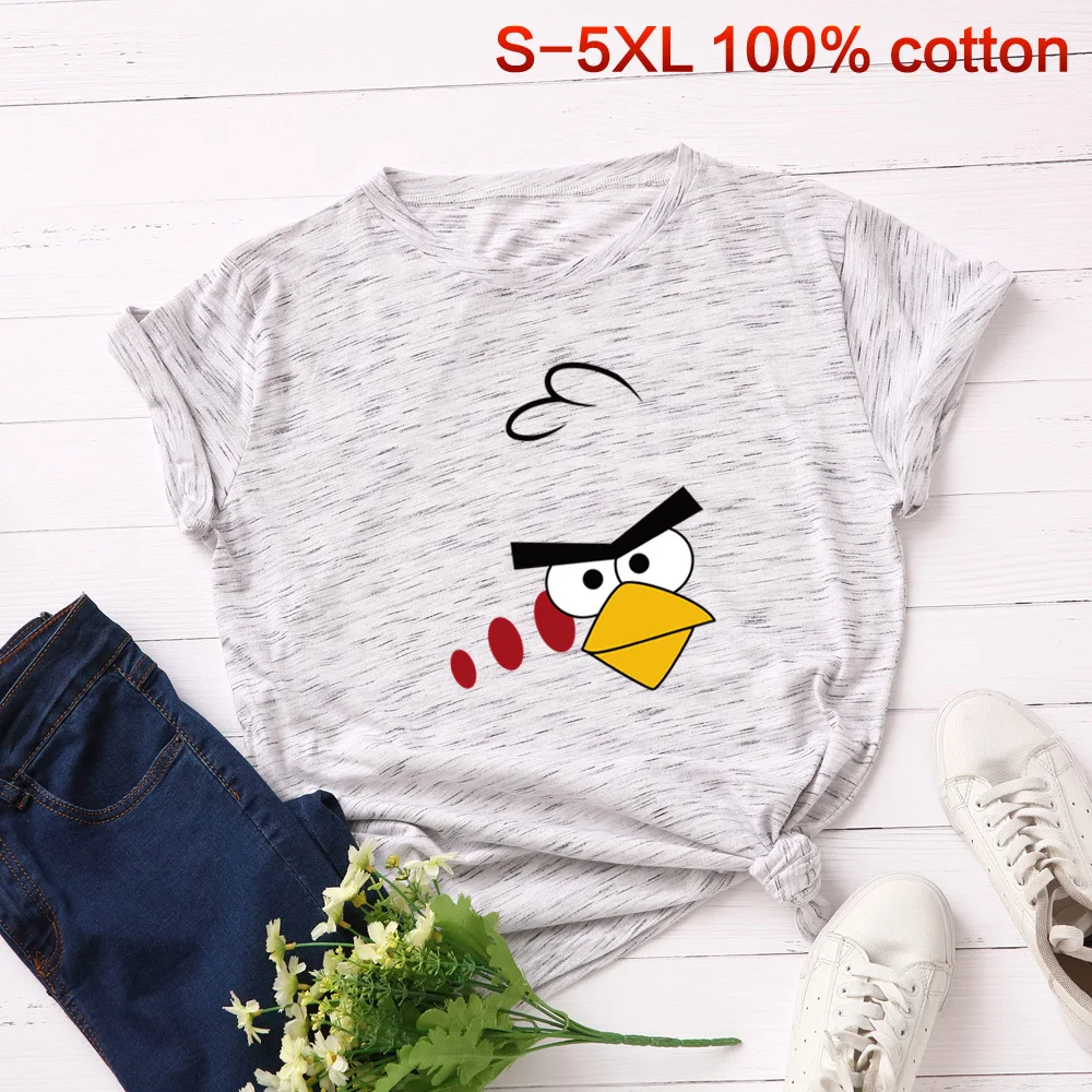 Meteor white Модная женская футболка с принтом «Angry Bird», хлопковые Забавные футболки, графические футболки больших размеров, Повседневная футболка с коротким рукавом, топы в стиле Харадзюку - Цвет: Meteor white