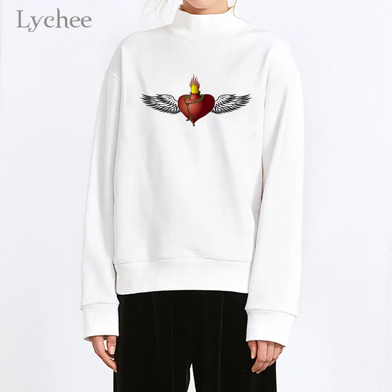 Lychee, Harajuku, мультяшный принт огня, женский свитер, свободный, вырез лодочкой, женские пуловеры, повседневные, весна-осень, дамские свитшоты, топы - Цвет: Flame 11