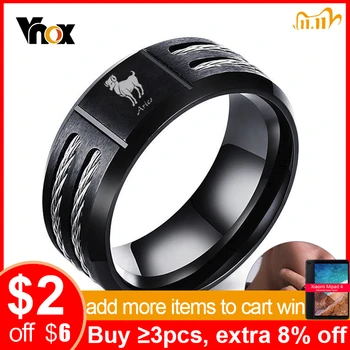 

Vnox 12 Horoscope Ring for Men Black Stainless Steel Twisted Wia Insert Tough Man Anel Aries Leo Constellation Wedding Band
