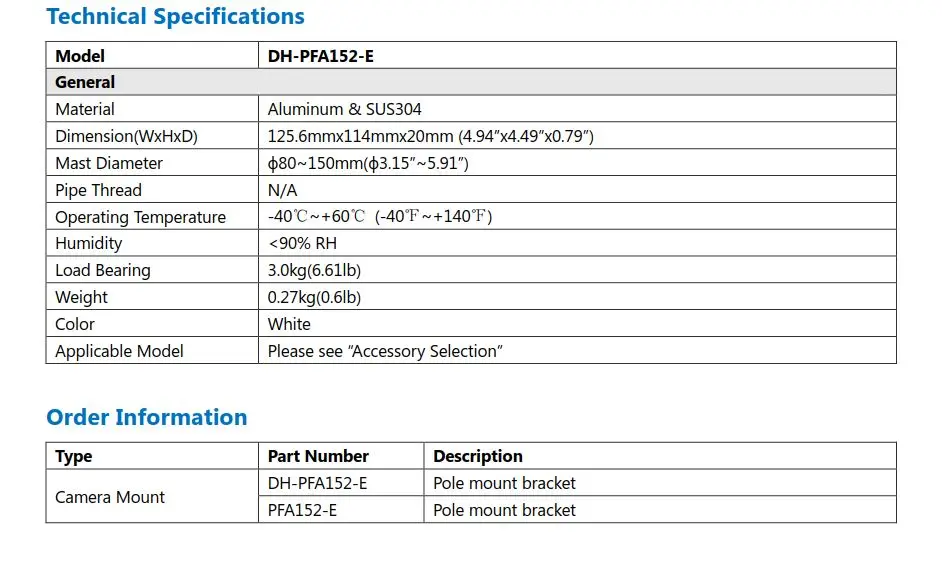 PFA152-E-Spec+Order Information