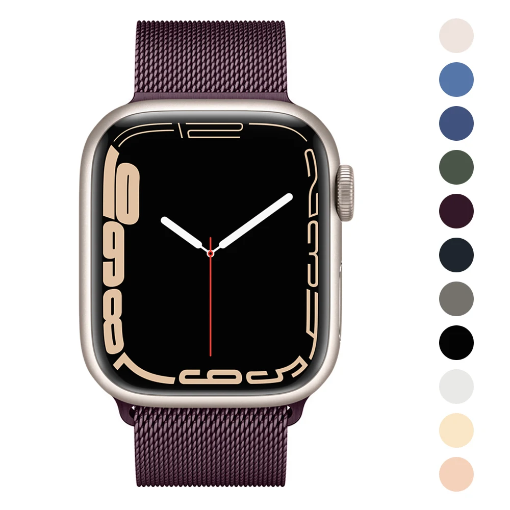 Stainless Steel Milanese Loop Band - Dark Cherry for Apple Watch Series 7 41mm 45mm 6 SE 5 4 3 38mm 40mm 42mm 44mm Case Strap |