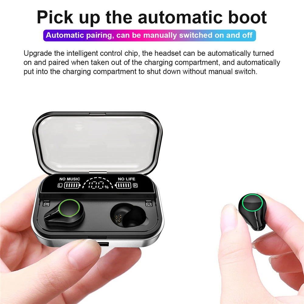 Smart In-Ear Earbuds T10 Wireless TWS Earbud BT 5.0 HD Stereo Headset Waterproof Mobile Power Charging Box Earphone